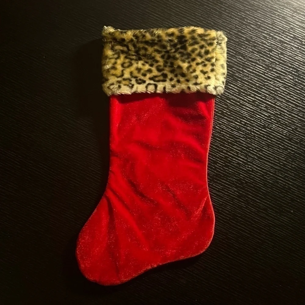 Velvet Leopard Faux Fur Christmas Stocking